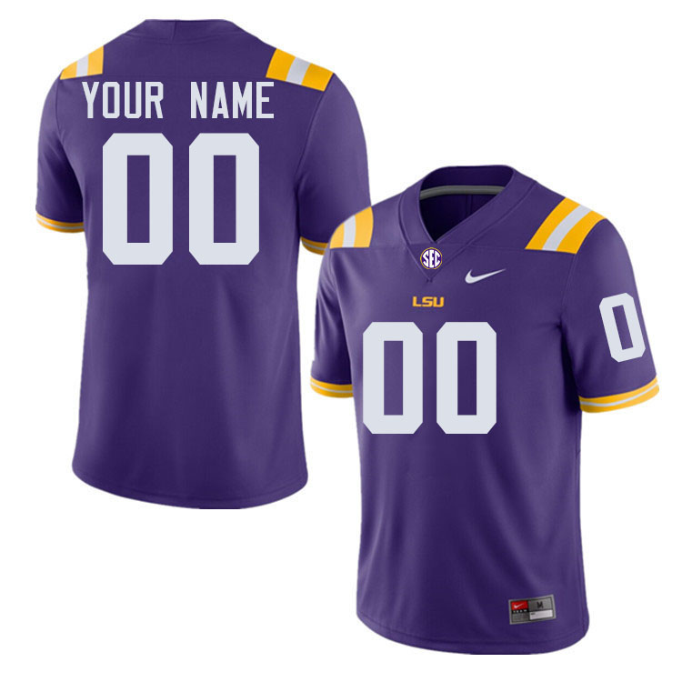 Custom LSU Tigers Name And Number Football Jersey-Purple